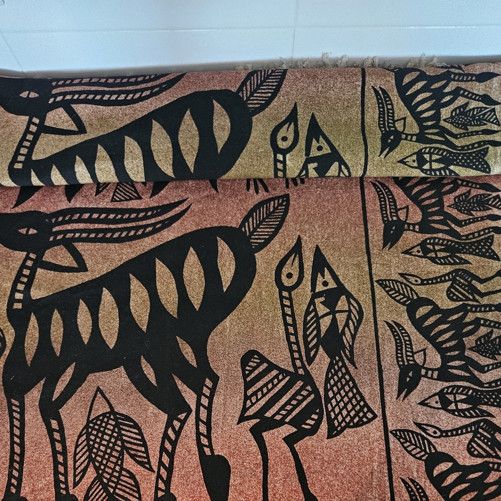 Vintage Ethnic Jungle Animal Korhogo Throw/Coverlet - Picture 2 of 4